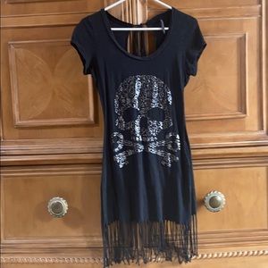 Affliction Skull Fringe Mini Dress Sz M